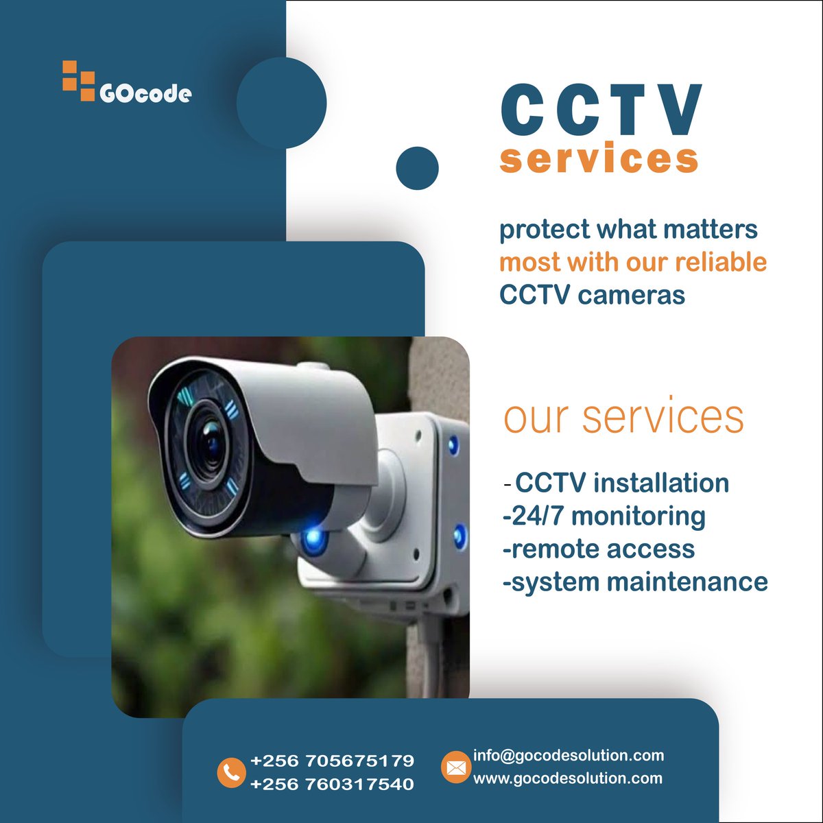 Go_Code6's tweet image. Secure your peace of mind today and protect your loved ones and property. 

Contact us today for a free consultation: info@gocodesolution.com

#Gocode #ITsolutions #CCTV #CyberSecurity