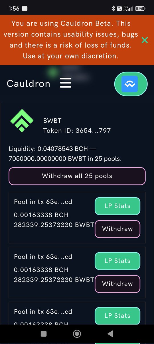 Liquidity added on Cauldron DEX