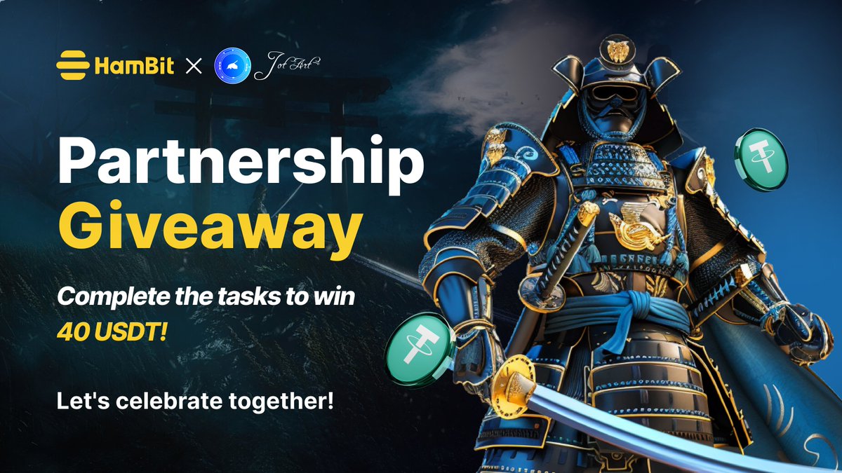HamBit_Official's tweet photo. #HamBit & #JotArt Partnership Giveaway🥳

🎁Complete the tasks to win 40 USDT, 20 winners!

To enter: 
✅ Follow @HamBit_Official & @JotArts
✅ Like, RT, Tag 3 Friends & leave BNB wallet address
✅ Jon the Group: 
👉https://t.co/vTaoQU4LjA 
👉https://t.co/Cv852lcyQf
👉https://t.co/ukgfdGDCDQ

📅Ends 5th November, Best of luck! ⚡️
#HamBit #JotArt #Giveaway #Airdrop
