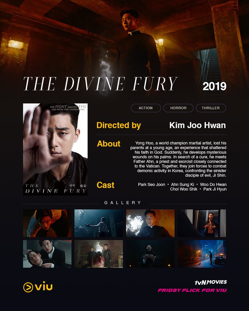 Viu_PH's tweet image. For this week's movie highlight on #FridayFlickForViu 🎬🍿From champion of the ring to a fighter who faces a powerful evil force. #TheDivineFury starring #ParkSeoJoon, #WooDoHan, #AhnSungKi, now streaming on Viu.