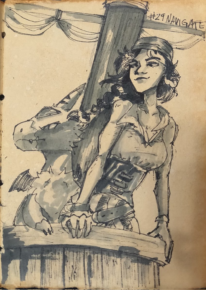 WhateverCryptid's tweet image. Navigating for digiprivateers! 
--- 
#inktober2024 #Inktober #Digimon #dorumon 
---