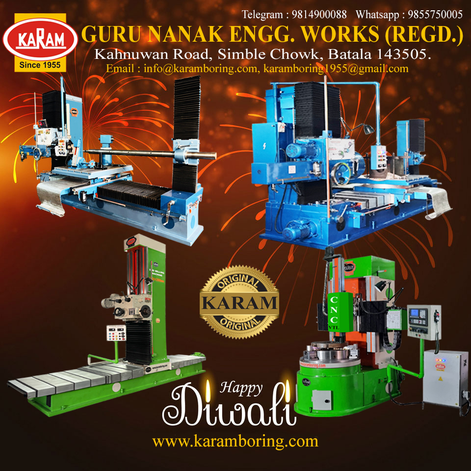 May the divine light of Diwali fill your life with joy, love and prosperity. Happy Diwali!
'KARAM' Boring Machines.
For your queries/requirement, please contact :
WhatsApp : +91-9814900088, +91-9855750005
Email Id:- karam@karamboring.com
URL:- karamboring.com