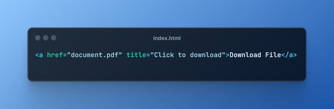 🎯Title Attribute

You can use the title attribute to provide additional information about an element. This information is typically displayed when the user hovers over the element.