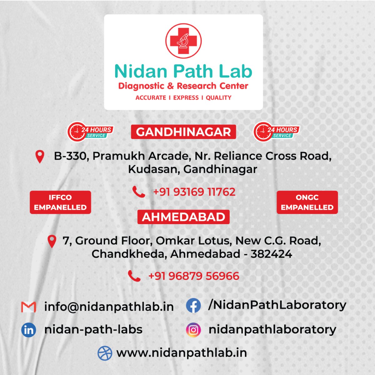 Nidan_Path_Lab's tweet image. Get Tested with our Arthritis Profile for your joint pain problems!
📞 Gandhinagar - 9316911762
📞 New CG Road - 9687956966

#NidanPathLab #Arthritis #JointPain #Healthcare #PathologyLab #BloodTest #FullBodyCheckup #Ahmedabad #Gandhinagar