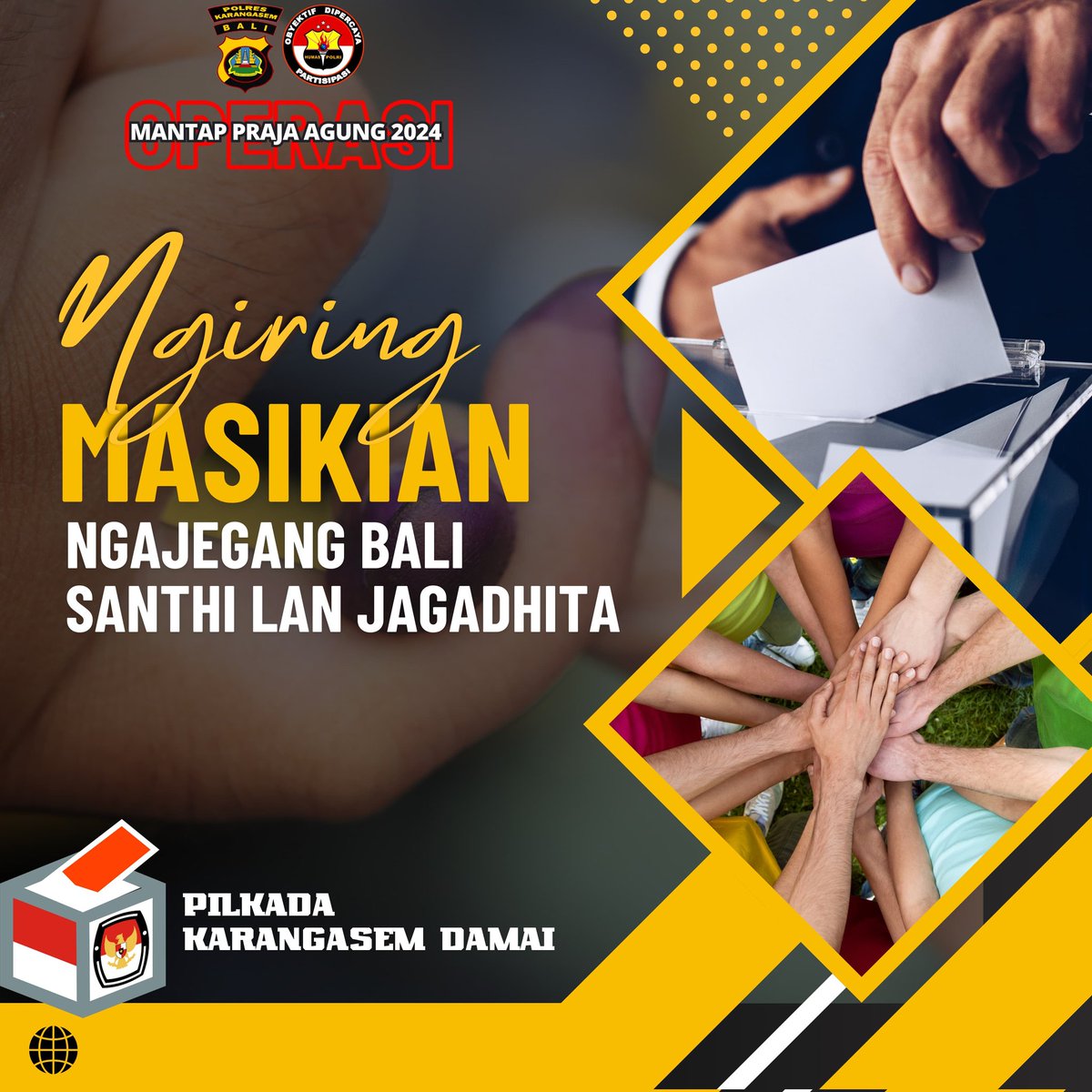 iputubudi55's tweet photo. _Ngiring Masikian Ngajegang Bali Santi Lan Jagadhita_

"Mari bersama-sama mewujudkan Pilkada damai di Karangasem. Kita menjunjung tinggi nilai-nilai keharmonisan, marilah kita jaga persatuan dan kesatuan dalam pesta demokrasi ini." https://t.co/UPD8Tsqs1j