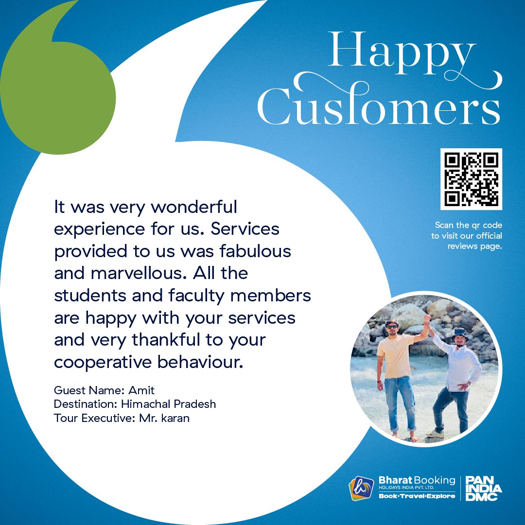 BharatBooking's tweet image. See Mr. Amit recent Himachal Pradesh journey with @BharatBookingHoliday Guided by our tour expert,  Mr. Karan this trip was one for the books. Ready to #ExploreHimachal
bharatbooking.com
#HimachalDiaries #TravelWithBharatBooking #wanderlust