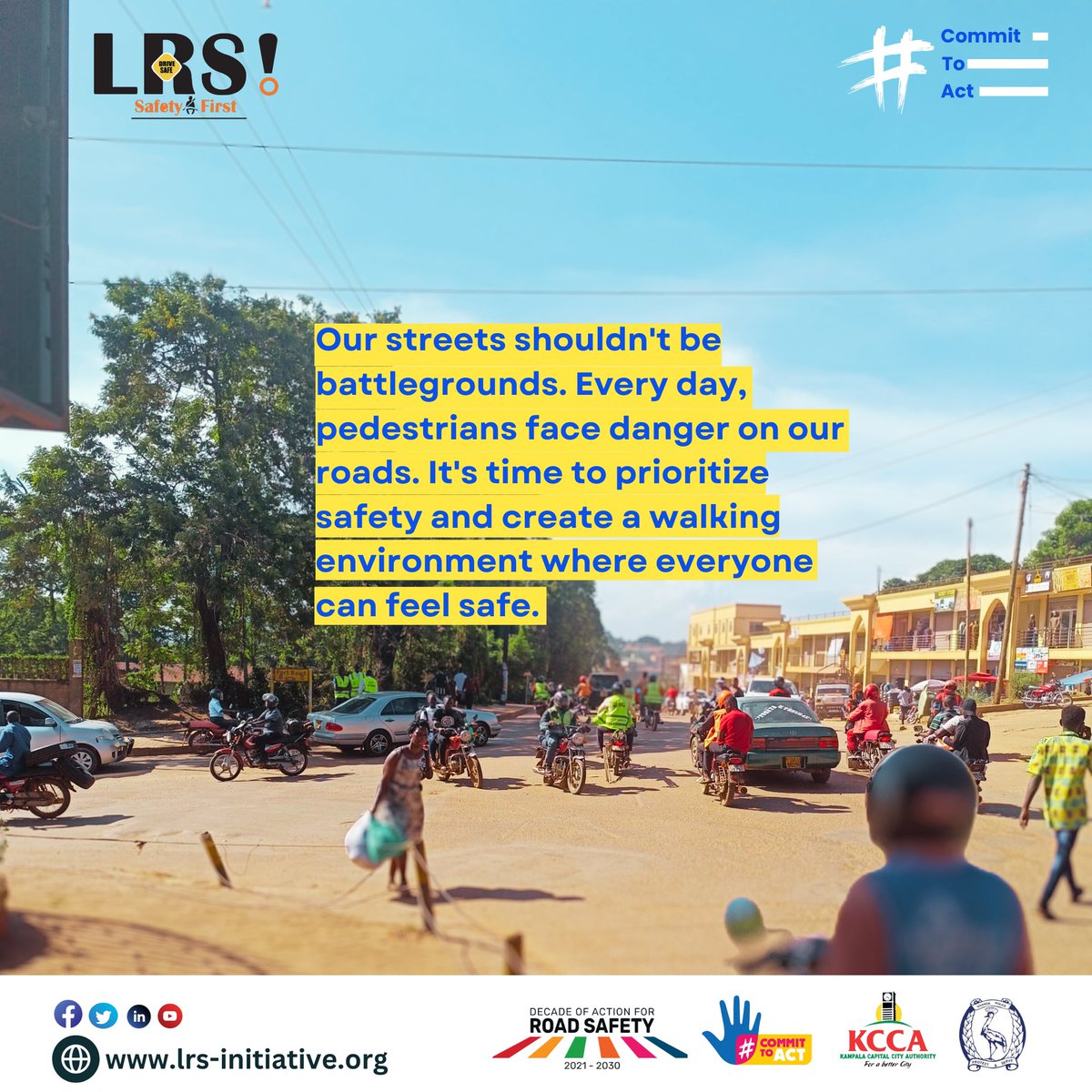 lrsinitiative's tweet image. Our streets shouldn’t be battlegrounds. Prioritize pedestrian safety. 
#MakeitSafe #CommitToAct