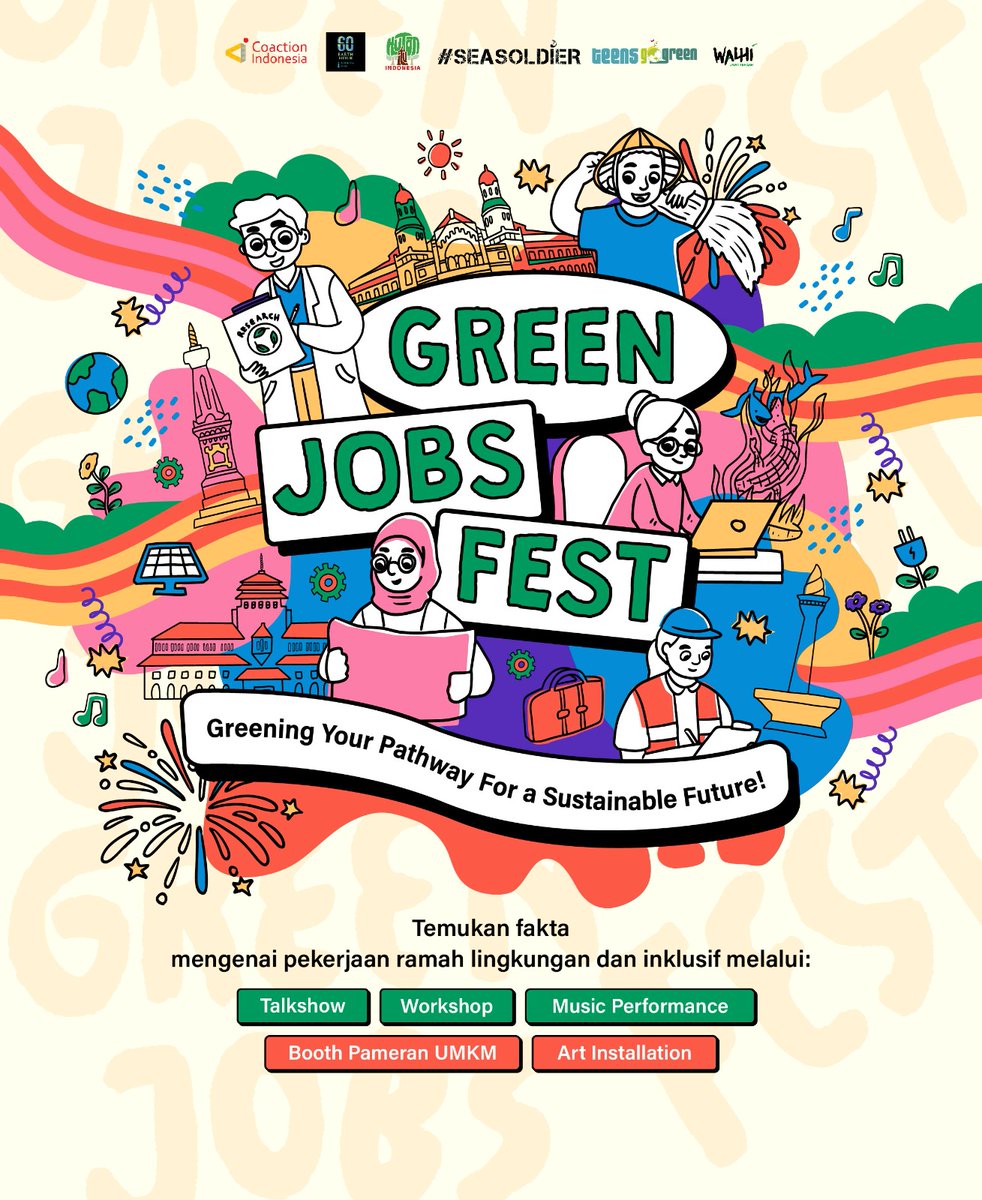 coactionid's tweet photo. Halo #EnergiMuda. Green Jobs Fest 2024 akan hadir di 4 kota besar yaitu Surabaya, Yogyakarta, Semarang, Bandung dan Jakarta. Pastikan dirimu terdaftar dan jadi bagian dari festival sustainability pertama di Indonesia!🌱
#GoGREENJOBS #GreenJobsFestival #GreenjobsFest2024 https://t.co/FXlBcSFkDm