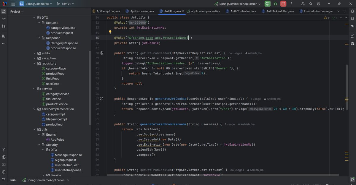 ashish5jha's tweet image. 🚀 Just added JWT cookie support to my Spring Commerce app! 🛒 Now our user sessions are secure & stateless thanks to HTTP-only JWT cookies, reducing XSS risks and enhancing login flow 🔒🍪. #SpringBoot #JWT #WebSecurity #Ecommerce #codinglife
github : github.com/Ashjha75/sprin…