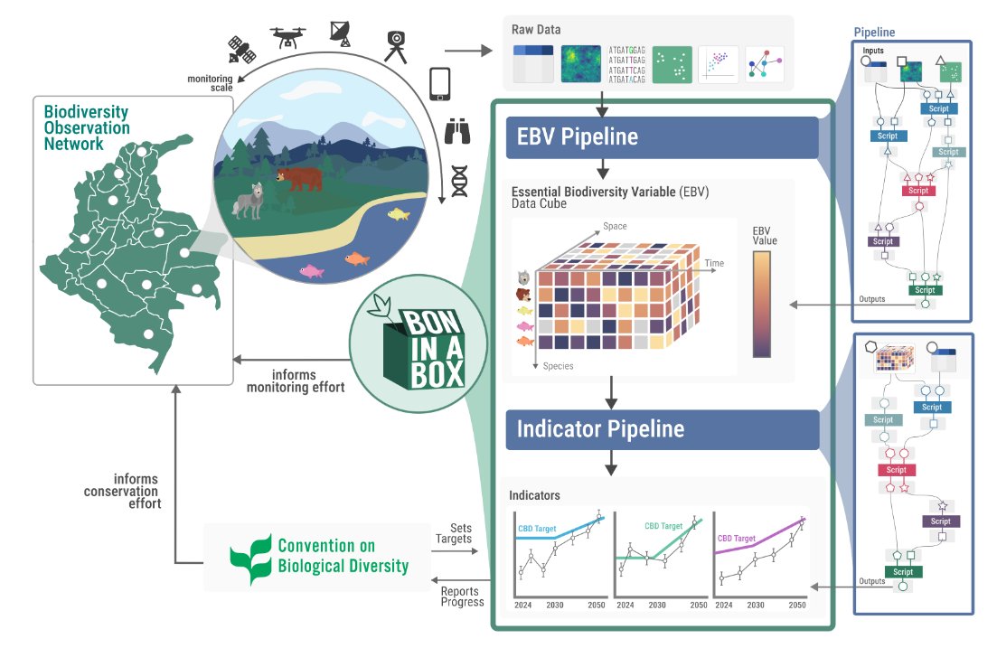 "BON in a Box: An Open and Collaborative Platform for Biodiversity Monitoring, Indicator Calculation, and Reporting" - doi.org/10.32942/X2M320