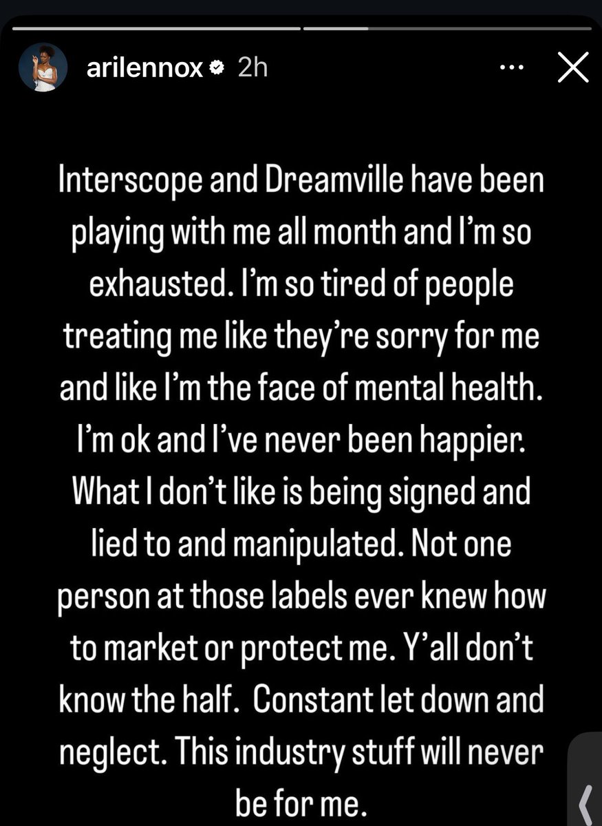 big_business_'s tweet photo. Ari Lennox just dropped a post on Instagram saying she wants out of her contract from Interscope/Dreamville due to marketing https://t.co/8AK38r8f13