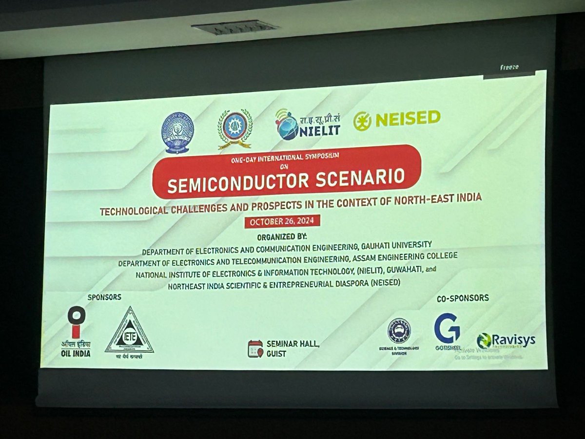CAL_NIELIT's tweet image. NIELIT Calicut presented its Virtual Hardware Lab and associated courses in One-Day International Symposium on Semiconductor Scenario at Guwahati University.  This initiative is set to revolutionize hands-on learning for VLSI and semiconductor enthusiasts by  #NIELIT #smartlab