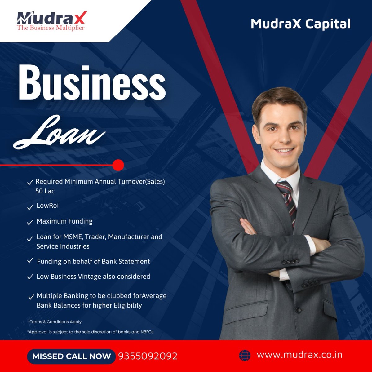 mudraxcapital's tweet photo. #MudraX business loans are designed for MSMEs, traders, manufacturers, and service industries. With funding options based on bank statements, low interest rates, eligibility for turnovers starting at 50 lakh.
#BusinessLoan #MSMEFunding
🌐 https://t.co/U2qArfPlKn
📞 9355092092 https://t.co/JwV2t3TqaO
