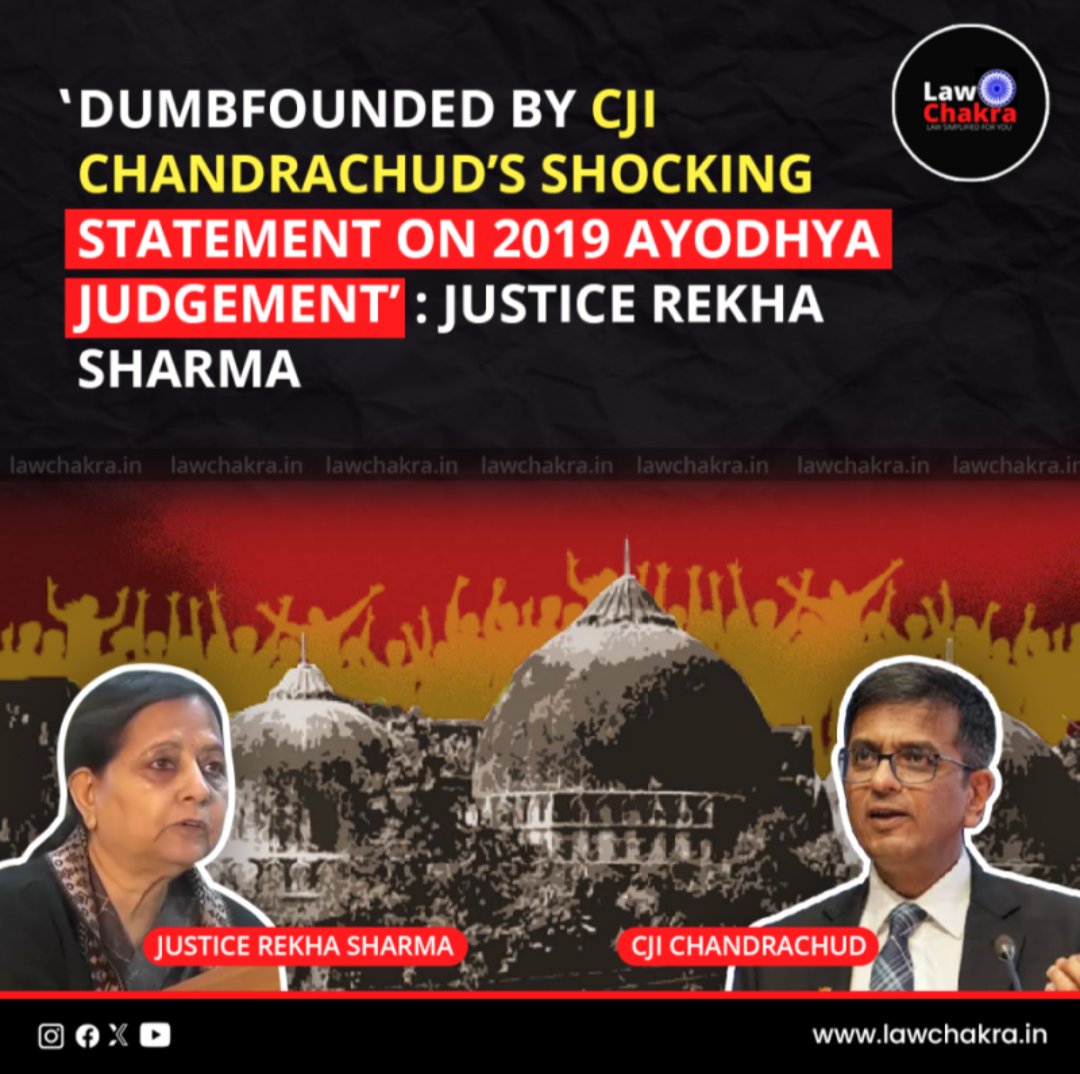 LawChakra's tweet image. Justice Rekha Sharma expresses disbelief over CJI Chandrachud’s unexpected remarks regarding the 2019 Ayodhya judgment.

Read More at: lawchakra.in/dumbfounded-re…

#CJIChandrachud #AyodhyaJudgment #JusticeRekhaSharma #JudicialRemarks #LegalNews