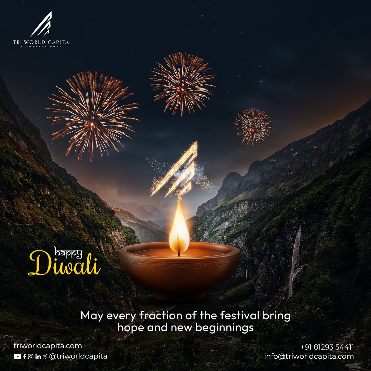 triworldcapita's tweet photo. Diwali is a reminder that even the smallest spark can light the way forward. May every fraction of the festival’s joy fill your days with hope and bring beautiful new beginnings. Happy Diwali

#HappyDiwali #diwali2024 #FractionalOwnership #kanthalloor #triworldcapita #kerala https://t.co/MV5g4XHZ7b