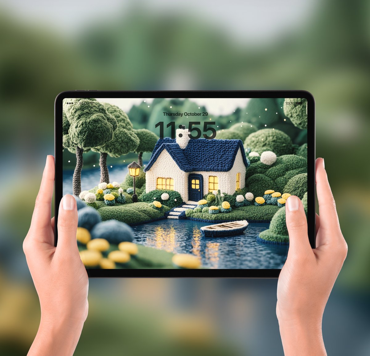 WallAesthetica's tweet image. Whimsically Pleasing Lakehouse iPad Wallpaper