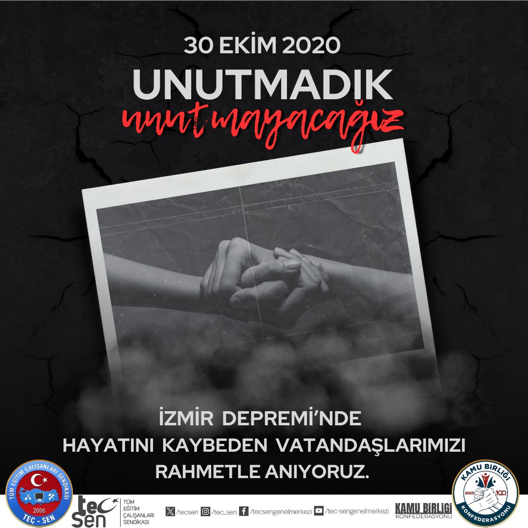 tecsen_ad02's tweet photo. 30 Ekim 2020 İZMİR DEPREMİ
İzmir Depremi'nde hayatını kaybeden vatandaşlarımızı rahmetle anıyoruz.
#teçsen #kamubirliği #30ekim #izmirdepremi https://t.co/bDsLKZgcqN