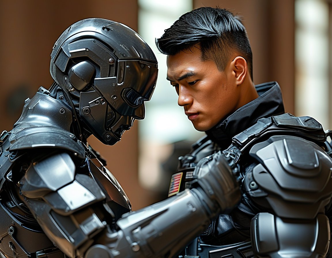 "Take it easy!Buddy!Just a routine check-up！"#cyborg #leather #armor #drone #recruit #assimilation #soldier #AI