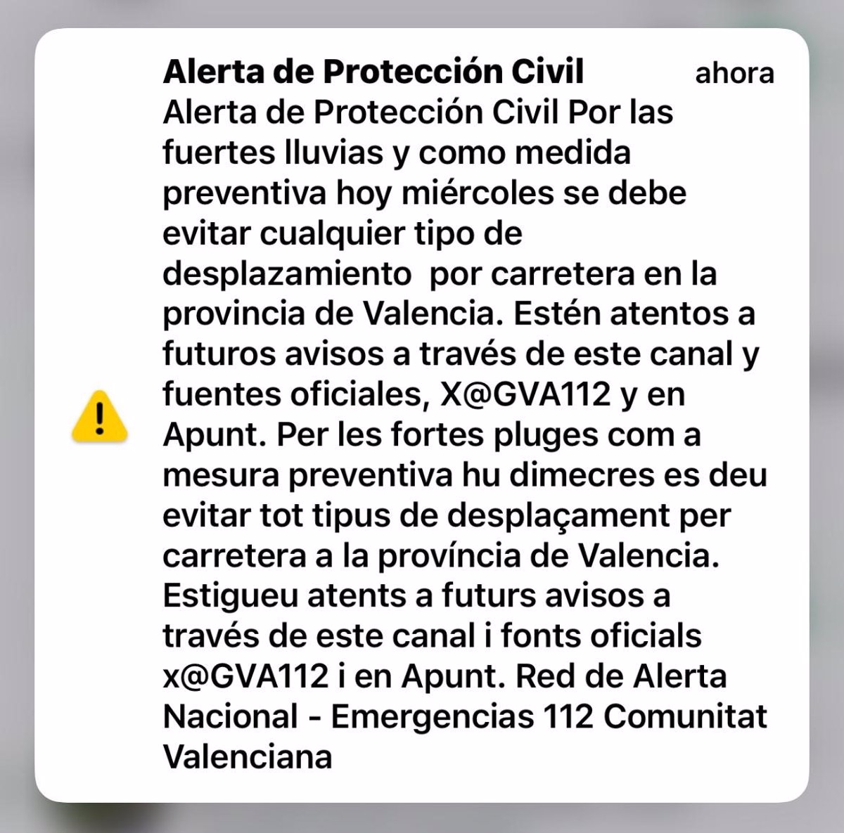 europapress's tweet image. La Generalitat envía una nueva alerta a la población para evitar desplazamientos por carretera en Valencia por la Dana tinyurl.com/np2zbhuw