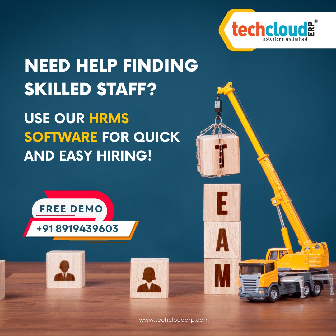 TechCloudERP's tweet photo. Need help finding skilled staff quickly?
#techclouderp #clouderp #india #HRMS #HumanResourceManagement #HRTech #xpost #viralpost #socialmedia #hyderabad #HumanResources #EfficiencyInHR #HRMSolutions #CloudHRMS #EmployeeManagement #TeamCollaboration #PayrollManagement https://t.co/F1kSkzWb9U