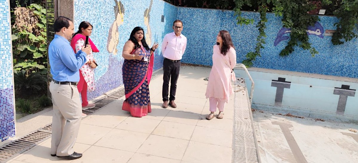 HOS of SKV No 3 Mandawali Ms Kusumwati Shahwalia expresses her heartful gratitude to
Hon’ble Director of Education Ms.Veditha Reddy,RDE East Sh. Krapa Shankar Upadhyay &amp; DDE East Sh.Sudhakar Bhimrao Gaikwad for visiting our school on 29/10/24 regarding swimming pool work progress