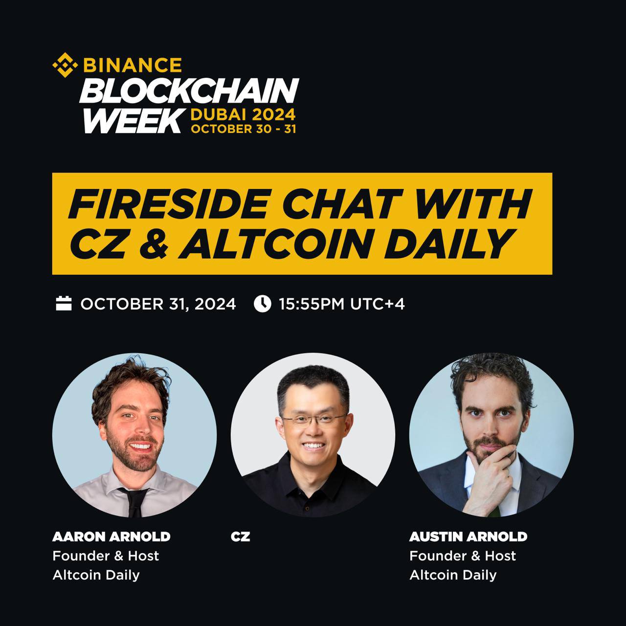 CZ à l'affiche d'un entretien au Blockchain Week de Dubaï 