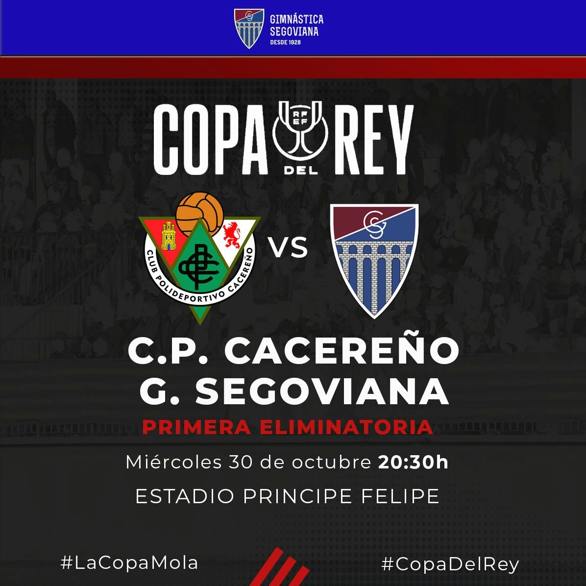 📢 ¡Hoy jugamos!
🕐 20:30h
🏟 Estadio Príncipe Felipe
🆚️ <a href="/CPCacerenoSAD/">CP Cacereño 🟢🐉</a> 
🎙 <a href="/viveradio_seg/">Vive Radio Segovia</a>
#LaCopaMola
#CopaDelRey
#AúpaSego🔴🔵