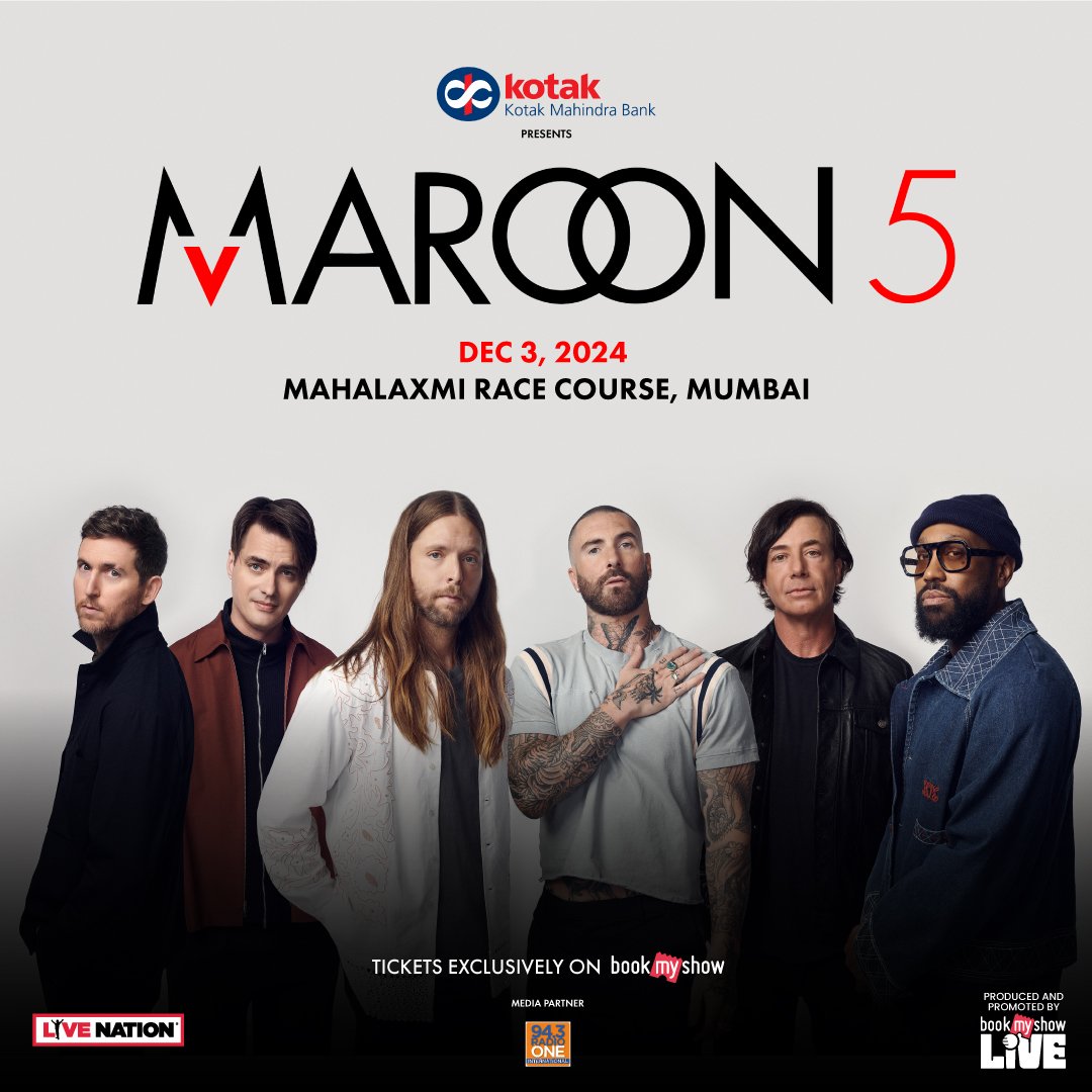 iamstake's tweet image. OFFICIAL! Maroon 5 are coming to India this December 🚨

🗓️ 3rd December, 2024
📍 Mahalaxmi Racecourse, Mumbai