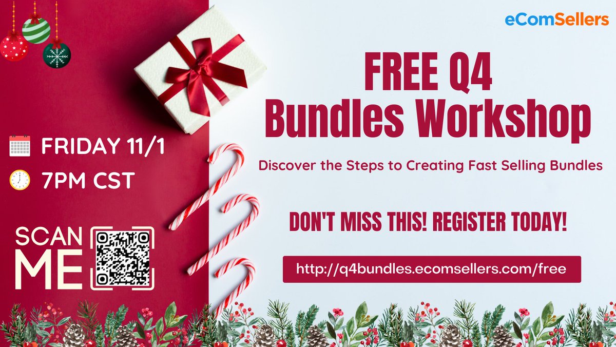 NecholeWhitlock's tweet photo. Join us for an exclusive FREE Holiday Bundle Workshop, where you’ll learn how to create irresistible holiday bundles that will captivate customers and drive your revenue!

#HolidayBundles #eCommerceSuccess #FreeWorkshop #HolidaySales https://t.co/S46IwQpo3r