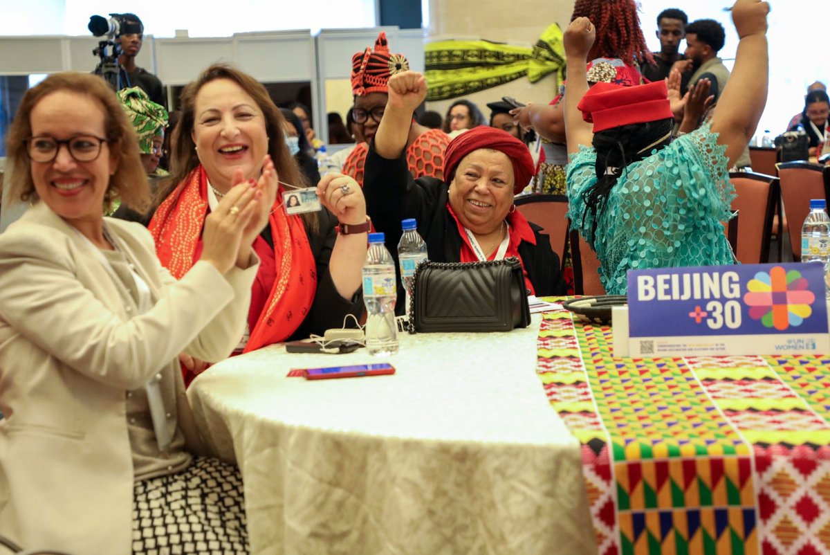 unwomenafrica's tweet image. It&apos;s lift off ✈️ as we officially open the #Beijing30 Youth &amp;amp; Civil Society Organizations Consultations!🎊 What a privilege it is to witness advocates from across Africa in one space, speaking in one voice sharing their experiences related to #genderequality &amp;amp; women’s empowerment