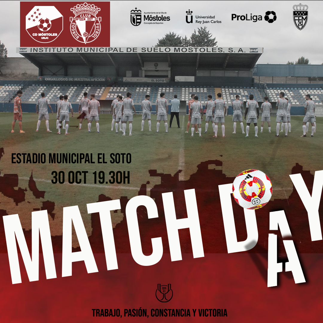 CD Móstoles URJC (@cdmostoles) on Twitter photo 𝐇𝐎𝐘 𝐉𝐔𝐆𝐀𝐌𝐎𝐒 ‼️
🏆 COPA DEL REY (1ª eliminatoria)
🆚 <a href="/Burgos_CF/">Burgos Club de Fútbol</a>
🏟️ El Soto
⏰ 19.30 h
🎟️ Entradas en taquilla desde hora y media antes. 𝐺𝑒𝑛𝑒𝑟𝑎𝑙 25 𝑒𝑢𝑟𝑜𝑠; 𝑁𝑖𝑛̃𝑜𝑠 (𝑑𝑒 4 𝑎 12 𝑎𝑛̃𝑜𝑠) 5 𝑒𝑢𝑟𝑜𝑠.
#VamosMiMóstoles🔵 𝐇𝐎𝐘 𝐉𝐔𝐆𝐀𝐌𝐎𝐒 ‼️
🏆 COPA DEL REY (1ª eliminatoria)
🆚 <a href="/Burgos_CF/">Burgos Club de Fútbol</a>
🏟️ El Soto
⏰ 19.30 h
🎟️ Entradas en taquilla desde hora y media antes. 𝐺𝑒𝑛𝑒𝑟𝑎𝑙 25 𝑒𝑢𝑟𝑜𝑠; 𝑁𝑖𝑛̃𝑜𝑠 (𝑑𝑒 4 𝑎 12 𝑎𝑛̃𝑜𝑠) 5 𝑒𝑢𝑟𝑜𝑠.
#VamosMiMóstoles🔵