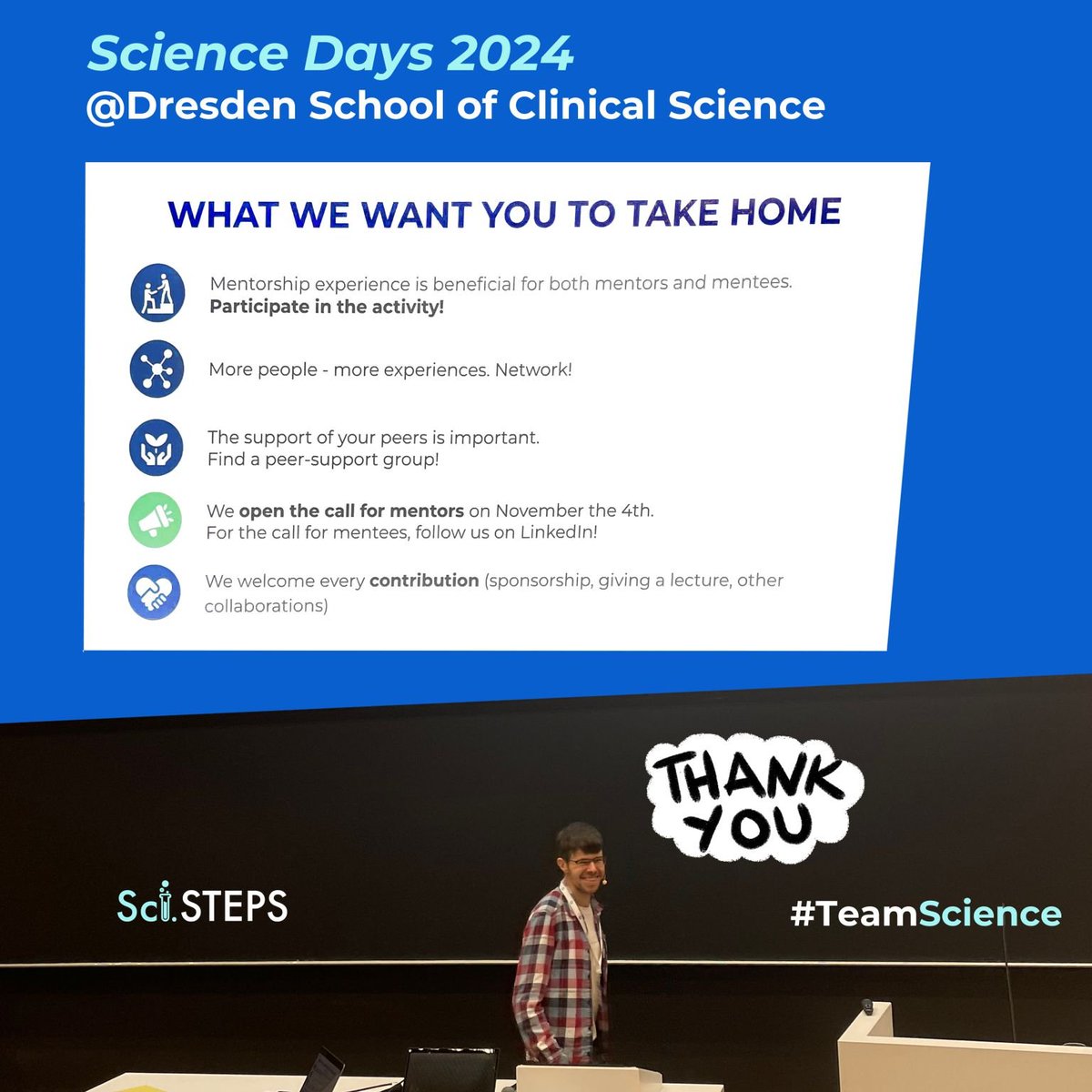 Sci.STEPS - Mentoring Program for Scientists (@scisteps) on Twitter photo 🤩Our co-founder Valentin Slepukhin was invited last week to present on #Mentorship for the audience of Science Days 2024 for Dresden School of Clinical Science <a href="/tudresden_de/">TU Dresden</a>!
We are incredibly grateful to connect with a diverse audience of academics and medical professionals💙 🤩Our co-founder Valentin Slepukhin was invited last week to present on #Mentorship for the audience of Science Days 2024 for Dresden School of Clinical Science <a href="/tudresden_de/">TU Dresden</a>!
We are incredibly grateful to connect with a diverse audience of academics and medical professionals💙