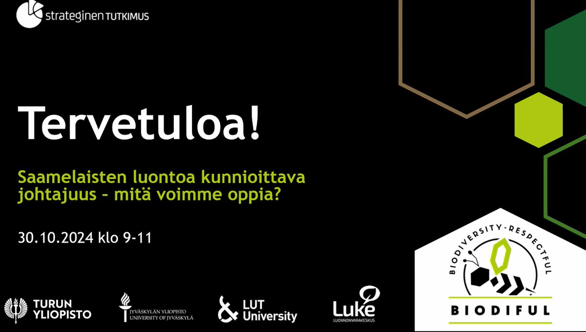 Ulla Vesteri (@uvesteri) on Twitter photo Mielenkiintoinen webinaari: "Saamelaisten luontoa kunnioittava johtajuus" <a href="/ilarisaaksjarvi/">Ilari E. Sääksjärvi</a> <a href="/UniTurku/">Turun yliopisto - University of Turku</a> <a href="/UniLUT/">LUT University 🚀</a> <a href="/uniofjyvaskyla/">University of Jyväskylä</a> <a href="/LukeFinland/">Luonnonvarakeskus</a> <a href="/SatuTeerikangas/">Satu Teerikangas</a> @asniittyvuopio
Lue lisää <a href="/SBiodiful/">STNBiodiful</a> -hankkeesta ⬇️
#Saamelaiset #Alkuperäiskansat #KestäväLuonnonkäyttö #PerinteinenTieto Mielenkiintoinen webinaari: "Saamelaisten luontoa kunnioittava johtajuus" <a href="/ilarisaaksjarvi/">Ilari E. Sääksjärvi</a> <a href="/UniTurku/">Turun yliopisto - University of Turku</a> <a href="/UniLUT/">LUT University 🚀</a> <a href="/uniofjyvaskyla/">University of Jyväskylä</a> <a href="/LukeFinland/">Luonnonvarakeskus</a> <a href="/SatuTeerikangas/">Satu Teerikangas</a> @asniittyvuopio
Lue lisää <a href="/SBiodiful/">STNBiodiful</a> -hankkeesta ⬇️
#Saamelaiset #Alkuperäiskansat #KestäväLuonnonkäyttö #PerinteinenTieto