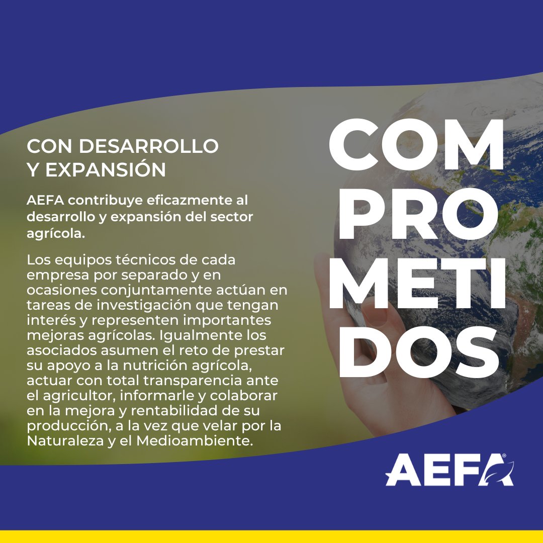 Desde AEFA estamos comprometidos y contribuimos eficazmente al desarrollo y expansión del sector agrícola. #AEFA #comprometidos #expasion #agricultura