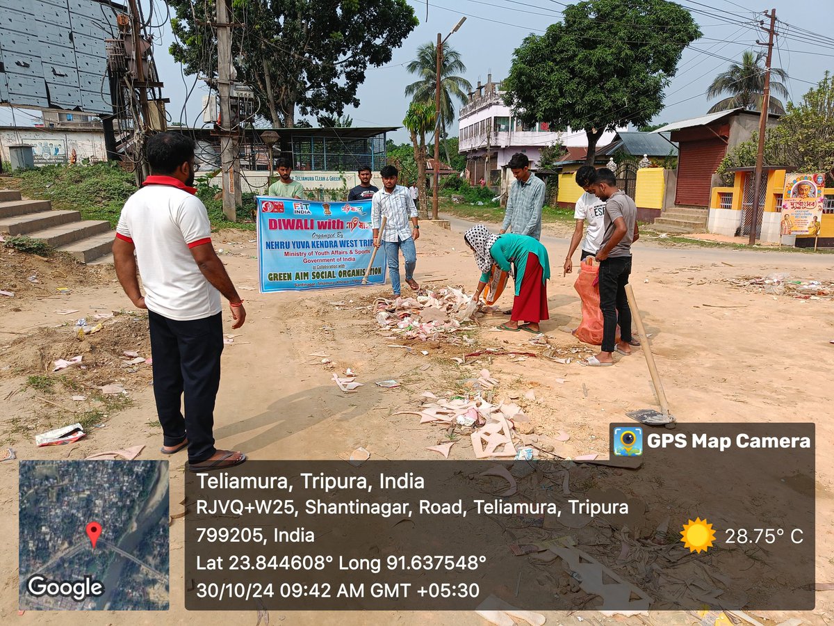 MYBharatHQ's tweet photo. A cleaner tomorrow begins today! A cleanliness drive was successfully conducted in the West Tripura district under the #DiwaliWithMYBharat campaign, organized by NYK - MYBharat West Tripura. Together, let’s promote a cleaner and healthier community this Diwali!

#MYBharat https://t.co/gOBO9Oumac