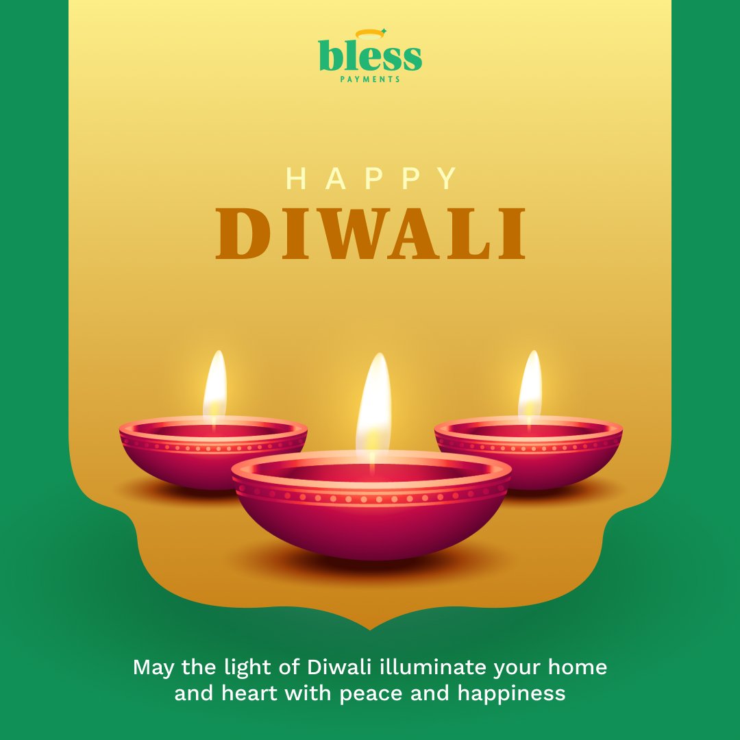 𝗛𝗮𝗽𝗽𝘆 𝗗𝗶𝘄𝗮𝗹𝗶 ✨🪔

May the festival of lights illuminate your home and heart with peace and happiness. 🌟💖

#blesspayments #familyiseverything #FestivalOfLights #HappyDiwali