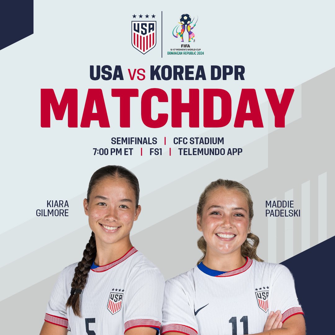 U.S. Soccer YNT (@usynt) on Twitter photo Ready to make history ๐บ๐ธ
Watch LIVE on <a href="/FOXSports/">FOX Sports</a> 1 & <a href="/TelemundoSports/">Telemundo Deportes</a> digitals!
Match Preview ยป ussoc.cr/U17WvPRK-MP-24 Ready to make history ๐บ๐ธ
Watch LIVE on <a href="/FOXSports/">FOX Sports</a> 1 & <a href="/TelemundoSports/">Telemundo Deportes</a> digitals!
Match Preview ยป ussoc.cr/U17WvPRK-MP-24