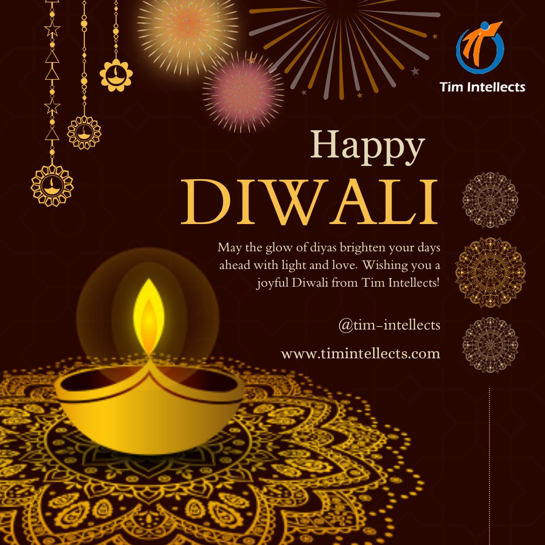 Celebrate Diwali with Tim Intellects-may this festive season bring you growth and success!
#TimIntellectsDiwali #HappyDiwaliIndia 
#Diwali2024 
#DiwaliCelebration 
#FestivalOfLights