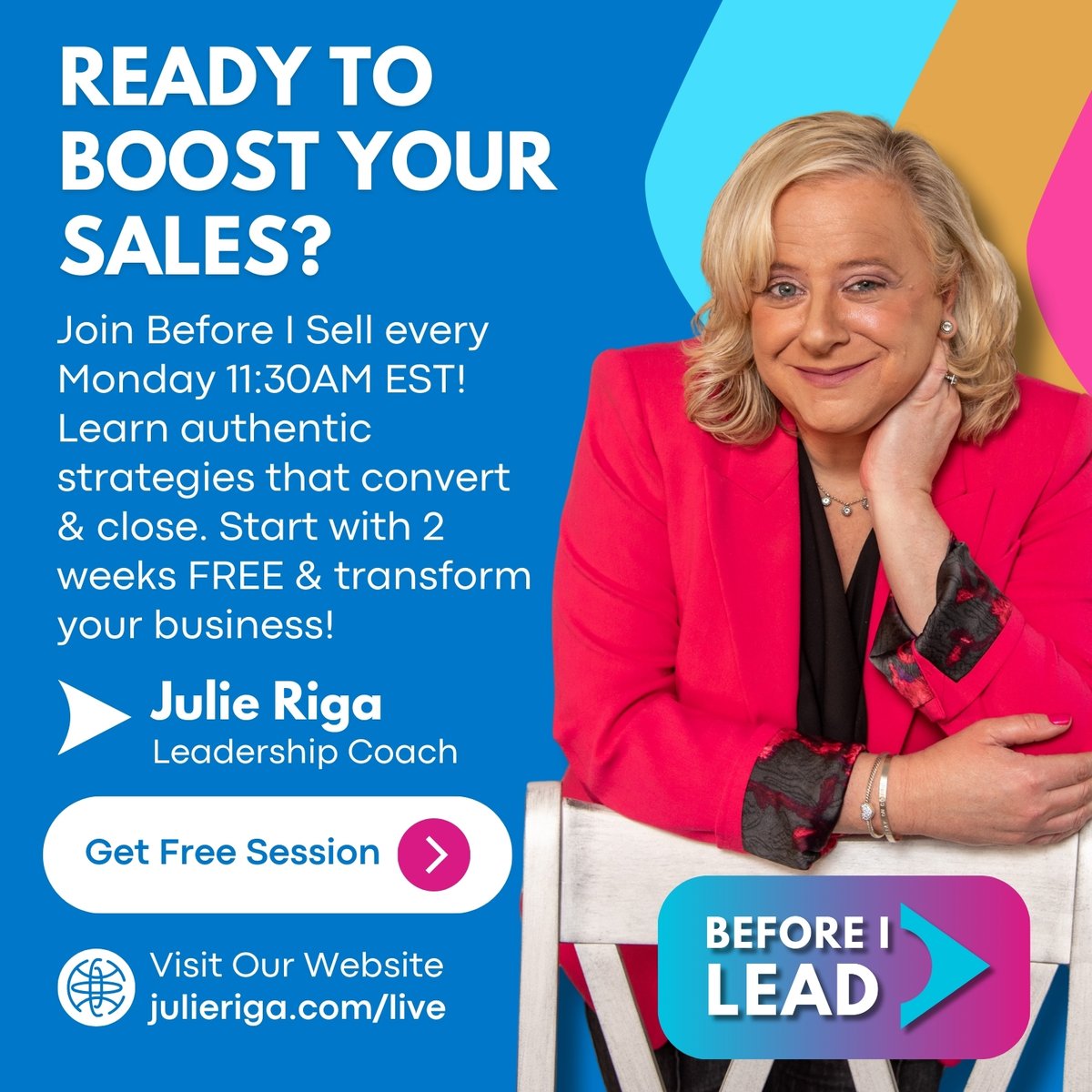 StayonCoursePod's tweet image. Ready to boost your sales? Join Before I Sell every Monday 11:30AM EST! Learn authentic strategies that convert &amp;amp; close. Start with 2 weeks FREE &amp;amp; transform your business! julieriga.com/live #BeforeISell #SalesTraining #BusinessGrowth