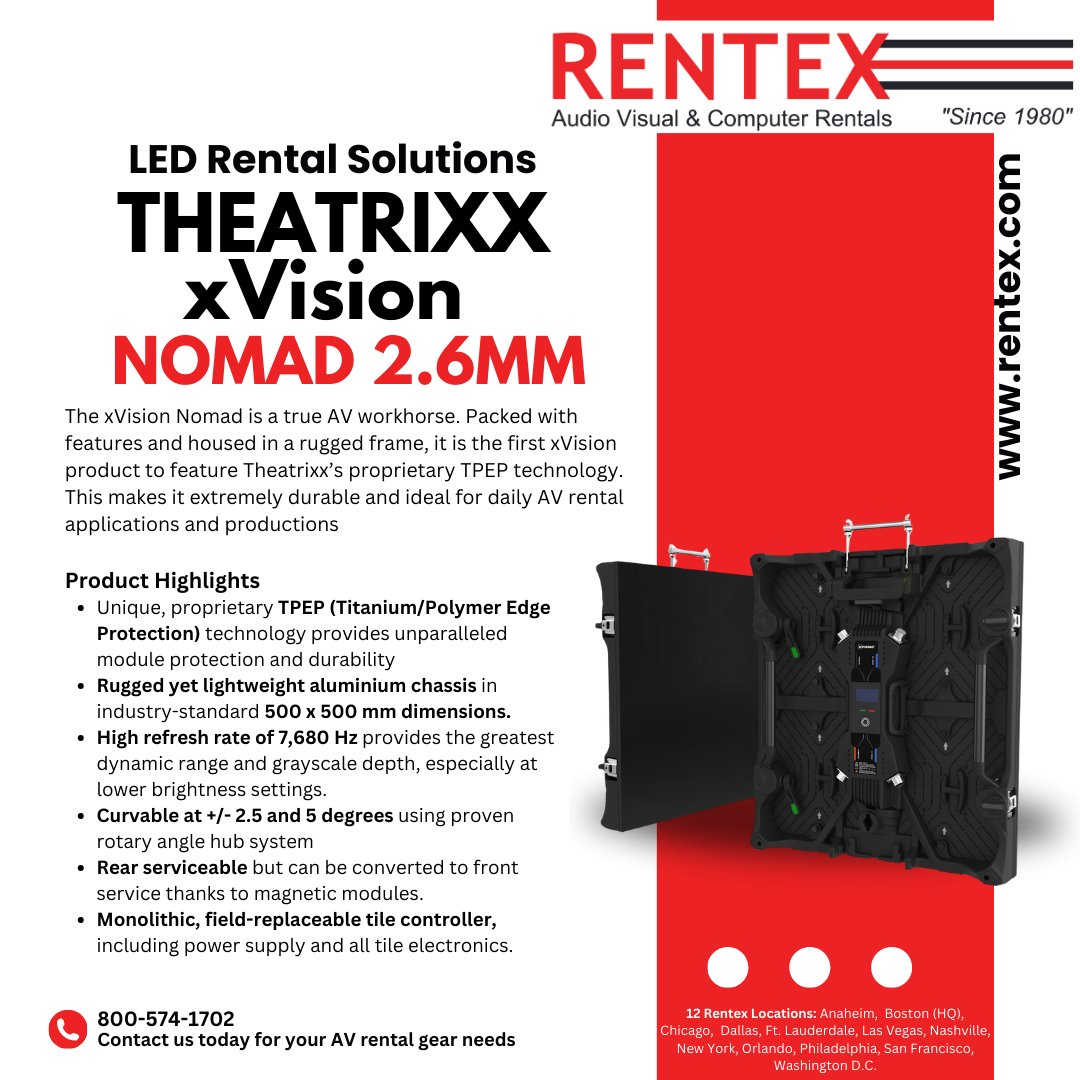 rentexrentals's tweet image. October’s Product of the Month, LED Solutions, is wrapping up! Get QC-tested, RFID-tracked LED displays like ROE, Absen, and Theatrixx for your next event. hubs.ly/Q02V4gxy0 #EventTech #LEDDisplays