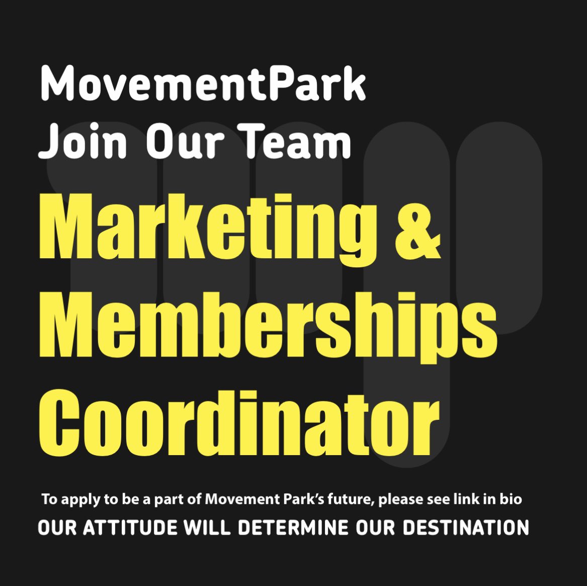 MARKETING &amp; MEMBERSHIP

Movement Park is now entering the next chapter of its development and is looking for strong individuals that can lead us through this next phase. 

Follow our link sportscotland.org.uk/jobs or alternatively email Stephen.somerville@movementpark.org.ok
