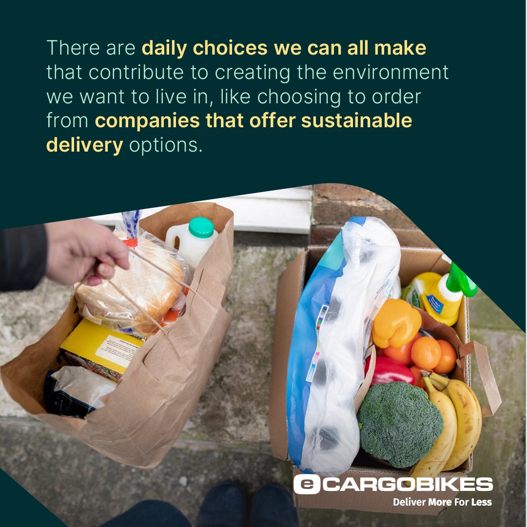 An option we can choose is to order from companies that prioritise sustainable home delivery. Is this something you have considered when choosing who you buy your groceries from? Do they offer delivery by zero-emission e-cargobike #ZeroEmissionLogistics #EcoFriendlyDelivery