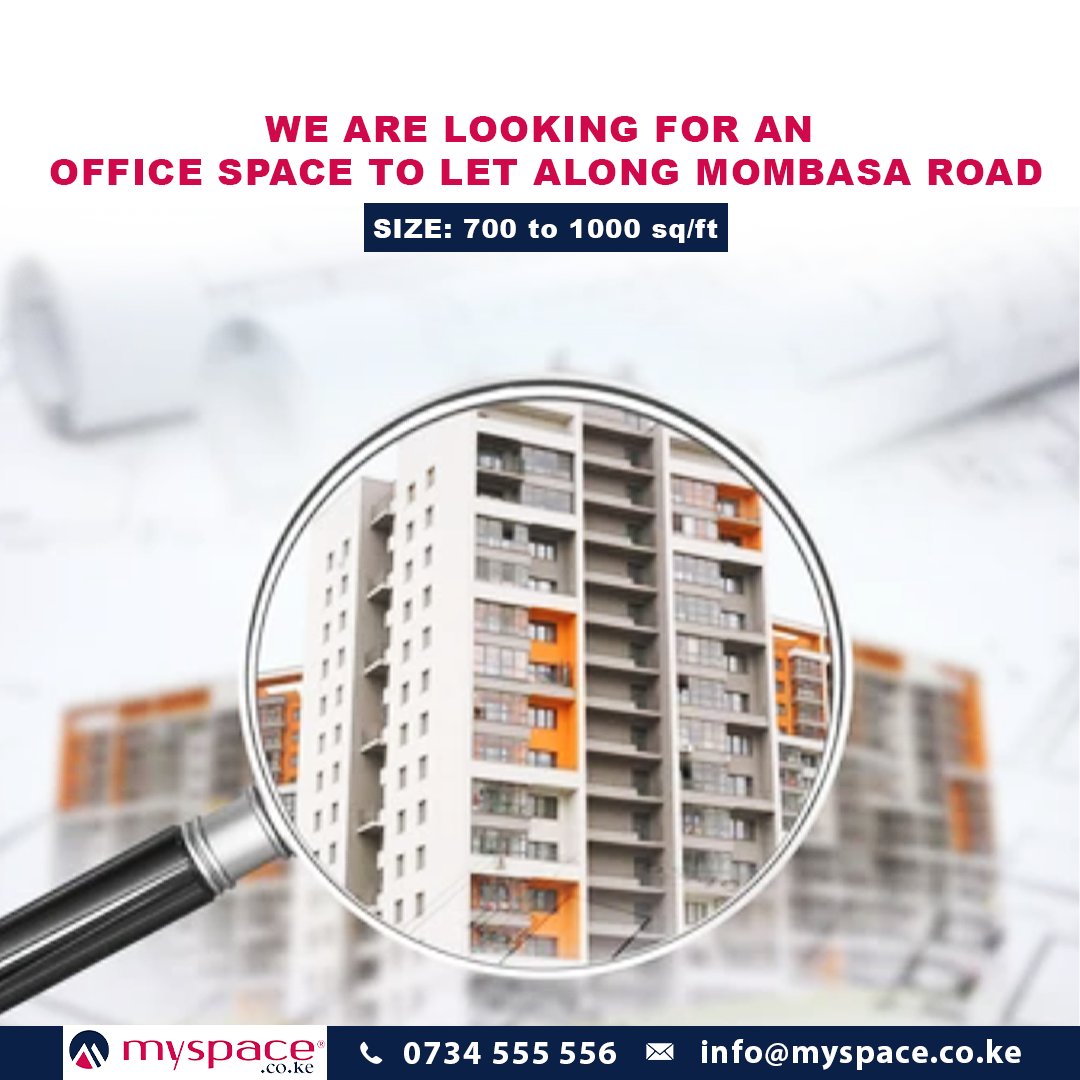 Myspace_Kenya's tweet image. Call us on 0734 555 556
#mombasaroad #office #tolet