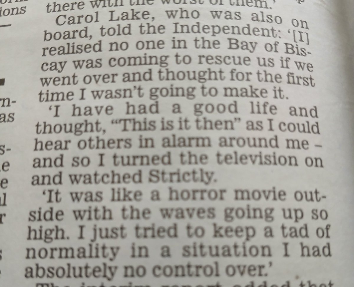 How very British, my cruise ship is about to sink, I will watch Strictly.