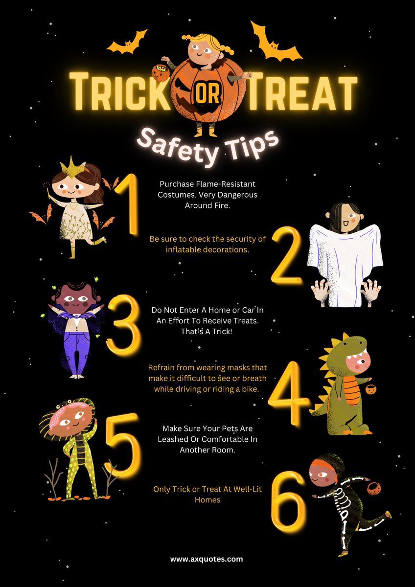 axquotesinsured's tweet image. Share These Tips or Save For Tomorrow 

AxQuotes Keeps You Safe All Year Long 
Happy Hallow's Eve 

#axquotes #halloween #happyhalloween #safehalloween #trunkortreat #trickortreat #halloweensafety #insuranceconsultant #newinsurance #insurancesalesagent #sweetascandy #iwantcandy