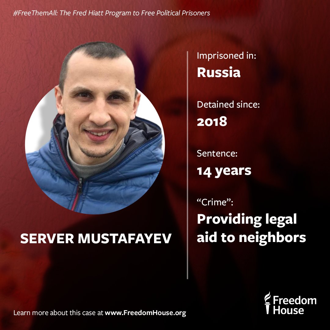 freedomhouse's tweet image. 🇷🇺 Server Mustafayev has always been a staunch advocate for Crimean Tatars, which caught the attention of Russian occupying authorities in 2018.

Mustafayev is now being held at a maximum-security labor camp in Russia—he should be immediately released! #FreeServer #FreeThemAll