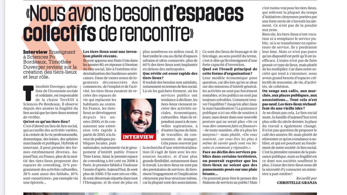 « Dans notre société qui tend à s'atomiser, nous avons grand besoin d'espaces collectifs de rencontre, de vie, d'activités, de cohésion. »

Indispensable à rappeler alors que le PLF prévoit une réduction de 80% pour la politique des tiers-lieux ! ✊

👉  mcusercontent.com/28adcc57382fa3…