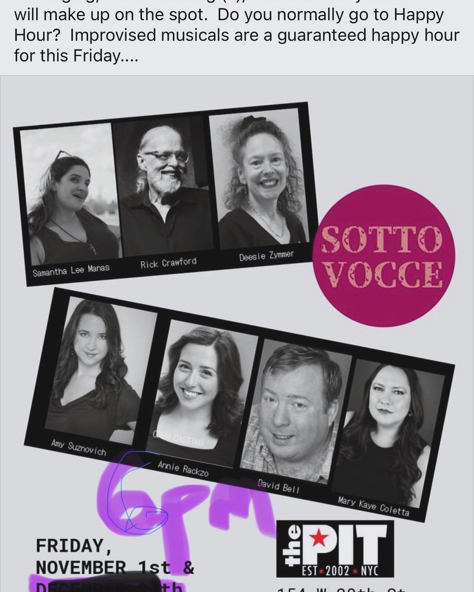 KnickerDavid's tweet image. Y'all know how sometimes I improvise little 25-minute musicals, ja? And I'm terrible about publicizing them?  WELL....

This Friday, the day after Halloween, when you're still full of bite-sized Milky Way bars, you really should end your day with our show.

The PIT (154 W 29th.)