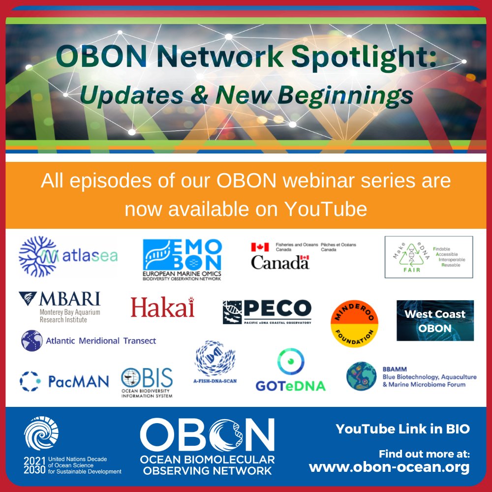 Did you miss any of the OBON Network Spotlight sessions that took place during September &amp; October, giving project updates and introducing new ones?

All five recordings are now available on OBON's YouTube channel - see linktr.ee/obonocean