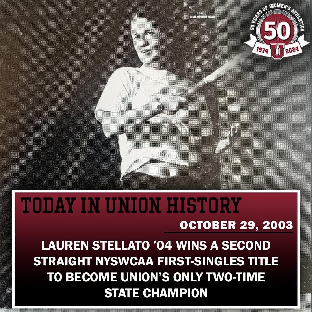 2️⃣1️⃣ years ago, Lauren Stellato '04 became the first two-time state champion in <a href="/Union_Tennis/">Union College Tennis</a> history! #GoU